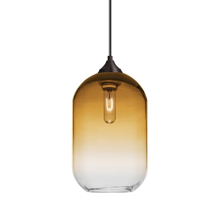 Besa Lighting Omega 12 Cord Pendant, Amber/Clear, Bronze Finish, 1x60W Incandescent 1JT-OMEGA12AM-BR